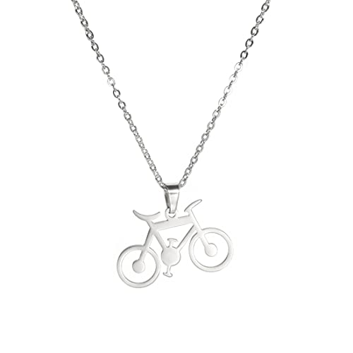 EUEAVAN Fahrrad-Sport-Anhänger-Halskette, Reisen-Charm, Radfahrer, Choker, Schmuck, Geschenke für Radfahrer, Frauen, Mädchen, Teenager, Edelstahl, Kein Edelstein von EUEAVAN