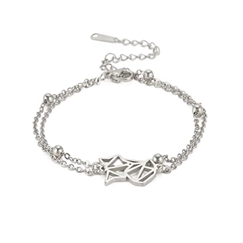 EUEAVAN Fox Layered Charm Armband Neunschwänziger Fuchsschwanz Kreative Doppelschicht Niedlich Personalisierter Armreif Schmuck Mädchen Frau Liebhaber (silber) von EUEAVAN