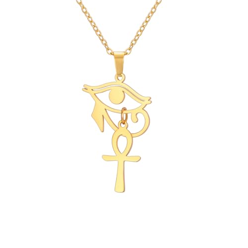 EUEAVAN Damen-Halskette mit ägyptischem Ankh-Kreuz, Gebet, ägyptisches koptisches Amulett, Schlüssel des Lebens, Kreuzanhänger, Halskette, klassischer Choker, Schmuck, personalisierte Geschenke von EUEAVAN