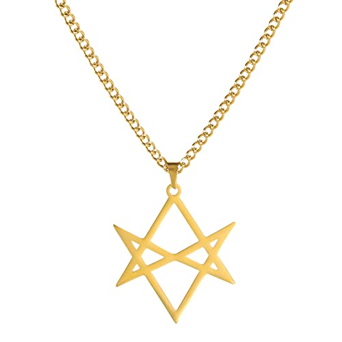 EUEAVAN Hexagramm Anhänger Halskette Hexagramm Keltische Religiöse Symbole Jüdische Israel Davidstern Charm Halskette Minimalistische Kleine Blume Edelstahl Männer Frauen, Edelstahl von EUEAVAN