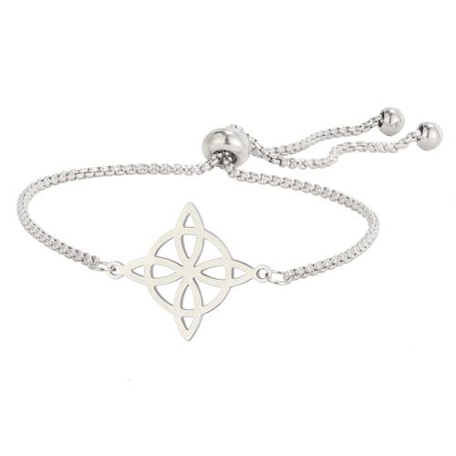 EUEAVAN Hexenknoten Armband Keltischer Knoten Fußkettchen Nudo De Bruja Glücksbringer Triquetra Trinity Wiccan Amulett Schmuck Irische Geschenke für Frauen (Silber 3) von EUEAVAN