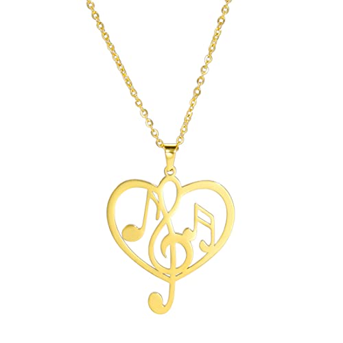 EUEAVAN Inspirierende Liebe Musik Note Anhänger Halskette Musik Partitur Zahlen Elemente Choker Herz Musik Liebhaber Gymnastik Tanzmusiker Lehrer Klassen kameraden Schmuck Geschenk (Gold) von EUEAVAN