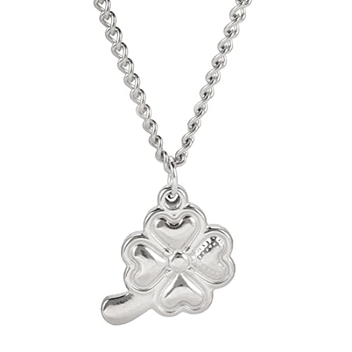 EUEAVAN Irisches vierblättriges Glückskleeblatt Anhänger Halskette Einfaches Halsband Freundschaft Charme Glücksbringer Amulett Blumen Schmuck Geschenke Frauen Mädchen Teen (Silber) von EUEAVAN