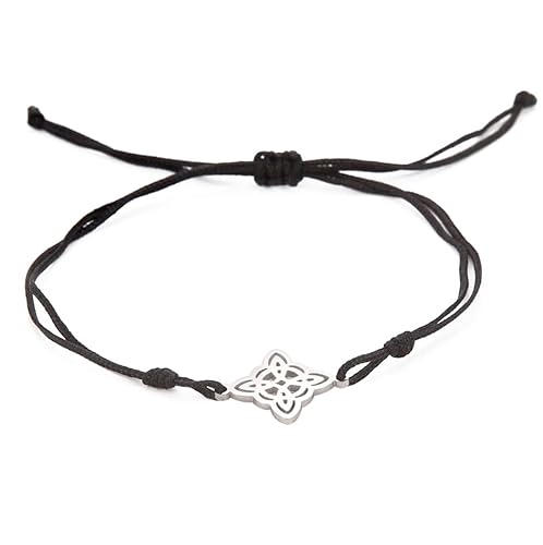 EUEAVAN Jade Wire Celtic Knot Konzentrische Kreise Floral Armband Witch Knot Amulett Viking Armreif Wiccan Symbole Verstellbare Charms Schmuck Geschenke für Frauen (silber) von EUEAVAN
