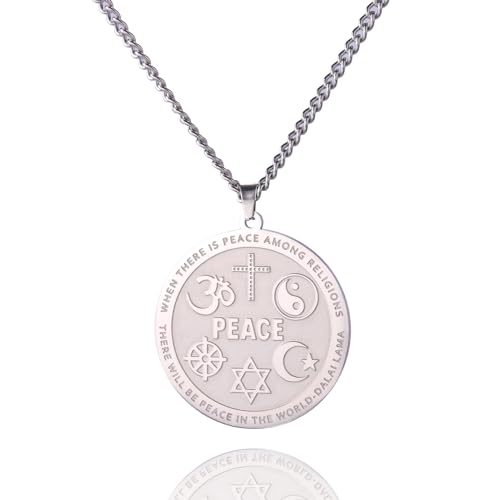EUEAVAN Koexistenz in Frieden Halskette Koexistenz Harmonie Anhänger om/Davidstern/Sichel/Yin Yang/Kreuz/Friedenskette Multi Religiöse Spirituelle Halskette für Frauen Männer (gold) von EUEAVAN