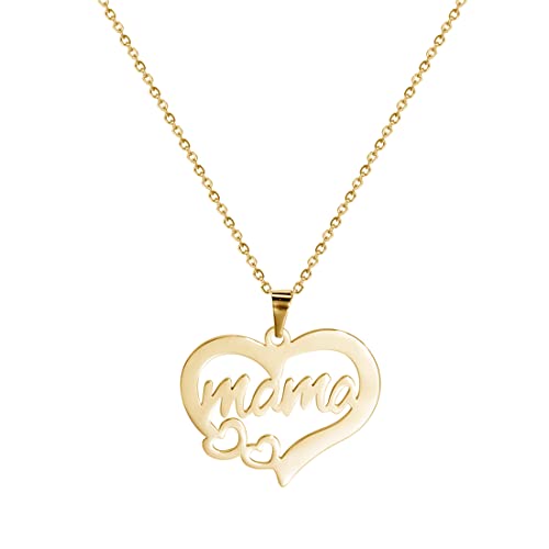 EUEAVAN Mode Liebe Herz Mutter Großmutter Halskette Ich liebe dich Mama Geburtstag Muttertag Weihnachten Geschenk Tochter Sohn für Mama die beste Mama Halskette Frauenschmuck (Gold) von EUEAVAN