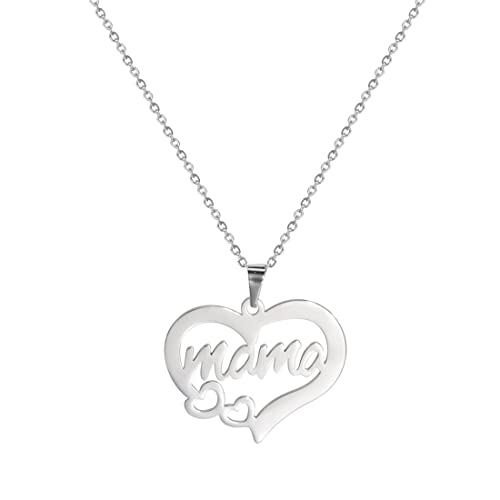 EUEAVAN Mode Liebe Herz Mutter Großmutter Halskette Ich liebe dich Mama Geburtstag Muttertag Weihnachten Geschenk Tochter Sohn für Mama die beste Mama Halskette Frauenschmuck (Silber) von EUEAVAN