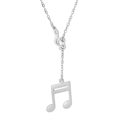 EUEAVAN Musikalische Note Halskette für Frauen Violinschlüssel Anhänger Musikschmuck Inspirierendes Geschenk für Musikliebhaber Musikanten Lehrer (silber) von EUEAVAN