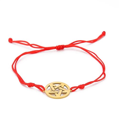 EUEAVAN Pentagramm Jade Draht Charm Armband Hollow Break Five Pointed Star David Armreif Verstellbares Fußkettchen Wiccan Pagan Schmuck Mädchen Frauen (silber+gold) von EUEAVAN