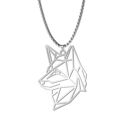 Personal isierte geometrische Tiger Leopard Eisbär Hund Bär Hund Anhänger Halskette Tier Liebhaber Kühlen Wald Choker Natur Tier Elemente Schmuck Geschenke Jungen Männer Teen (Hund-Silber) von EUEAVAN