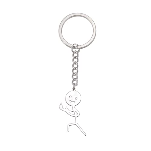 EUEAVAN lustiger Doodle Schlüsselanhänger Smiley Gesicht Mittelfinger Cooler Schlüsselanhänger Lustig Kreativ Einzigartiges Geschenk Teenager Mädchen Junge (silver2) von EUEAVAN