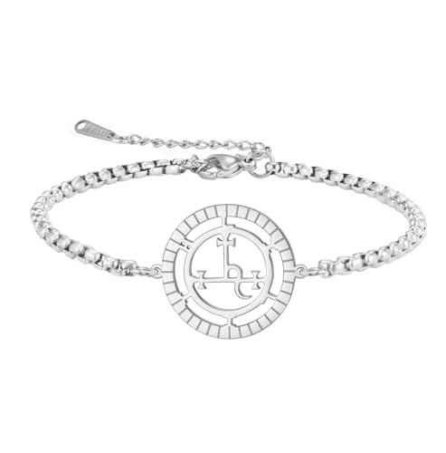 EUEAVAN Sigil of Lilith Armband Hekate-Fußkettchen Handgefertigtes geflochtenes Seil Glücksbringer Rote Schnur Gothic-Amulett Dreifache Mondgöttin Schmuck Heidnische Hexerei Geschenk (silber 1) von EUEAVAN