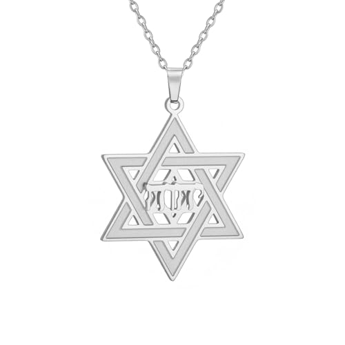 Tetragrammaton Davidstern Halskette Yhvh Yhwh Jehovah Yahweh Hebräische Halskette Jüdischer Stern Halskette Biblische Namen Gottes Anhänger Israel Jüdischer Schmuck Chanukka Geschenk Frauen (silber) von EUEAVAN