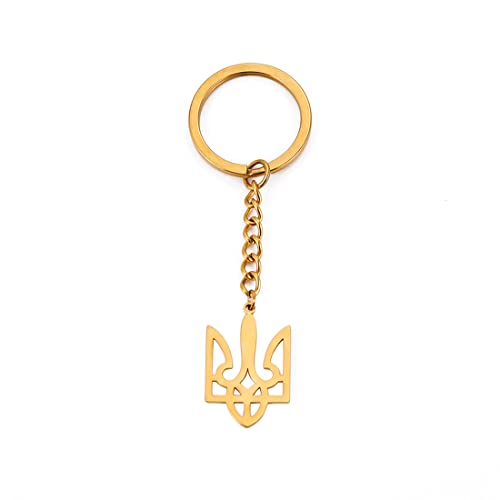 EUEAVAN Ukraine Dreizack Ukraine Wappen Schlüsselanhänger Charm Ukraine Symbole Schlüsselanhänger patriotisches Geschenk Ukraine Souvenir Mann Frau, Gold, Medium von EUEAVAN