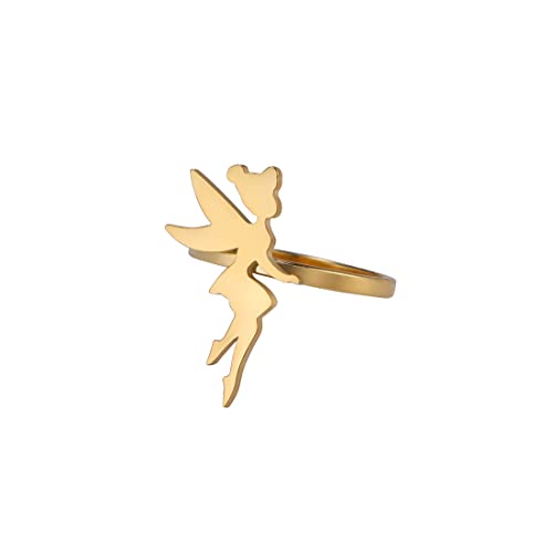 EUEAVAN Wendy Prinzessin Tinker Bell Ring Fee Pixie Angel Ring Exquisite Magische Tänzerin Ballett Schmuck Märchen Zitate Mädchen Frauen Teens (gold, 9) von EUEAVAN