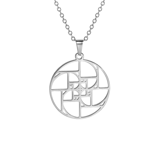 Fibonacci Spirale Halskette Goldener Schnitt Halskette Goldener Schnitt Anhänger Fibonacci-Zahlen Schmuck Heilige Geometrie Mathematik Lehrer Architekt Geschenke Frauen Männer (Fibonacci Silber2) von EUEAVAN