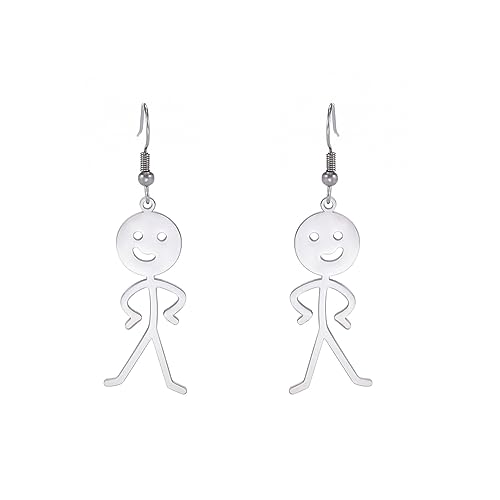 Funny Smiley Mittelfinger Graffiti Dangle Ohrringe Personalisierte Coole Gesten Halskette Punk Kreative Einzigartige Handgemachte Statement Freundschaft Schmuck Frauen Männer (silber 1) von EUEAVAN
