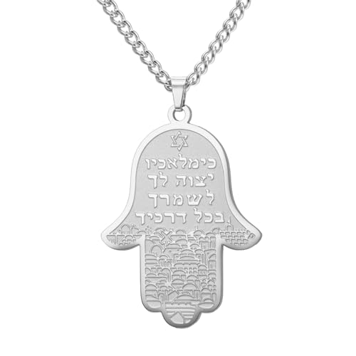 Hamsa Hand der Fatima Halskette für Frauen Hebräischer Segensanhänger Jüdischer Davidstern Halskette Israel Allah Judentum Religiöser Schmuck Islamisches Amulett für Männer (Kreuz Kette silber) Hamsa Hand der Fatima Halskette für Frauen Hebräischer Segensanhänger Jüdischer Davidstern Halskette Israel Allah Judentum Religiöser Schmuck Islamisches Amulett für Männer (Kreuz Kette silber) von EUEAVAN