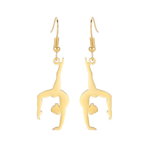 Inspirierende Gymnastik Ohrringe Mädchen Ballett/Ballerina/Turner Ohrstecker Turner Team USA Turnerschmuck Geschenke für Mädchen Trainer Tochter Sport Liebe (Gold 4) von EUEAVAN