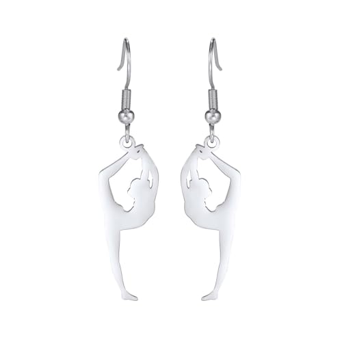 Inspirierende Gymnastik Ohrringe Mädchen Ballett/Ballerina/Turner Ohrstecker Turner Team USA Turnerschmuck Geschenke für Mädchen Trainer Tochter Sport Liebe (Silber 5) von EUEAVAN
