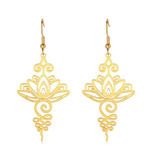 Lotus baumelnd Yoga Ohrringe Blume Stäbe Zart Niedlich Trendy Meditation Chakra Mode Schmuck Mädchen Frau Geschenk (gold) von EUEAVAN