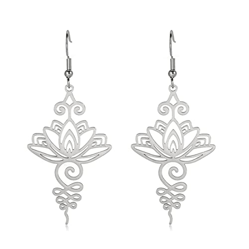 Lotus baumelnd Yoga Ohrringe Blume Stäbe Zart Niedlich Trendy Meditation Chakra Mode Schmuck Mädchen Frau Geschenk (silber) von EUEAVAN