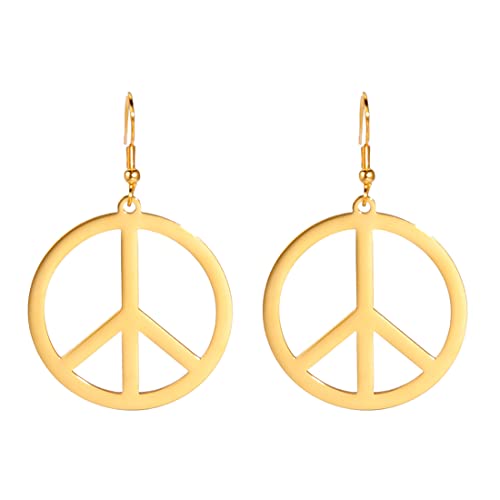 Peace Sign Symbol Ohrringe Geometrische Große Runde Statement Ohrringe Hippie Studs Schmuck Accessoires Mädchen Frauen (gold) von EUEAVAN