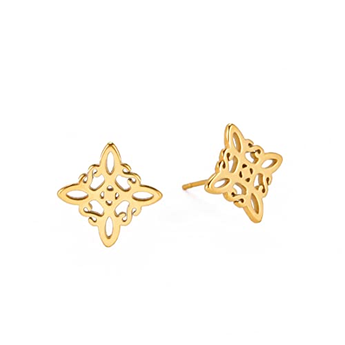 Zierliche Keltische Knoten Ohrringe Ohrstecker Hexenknoten Ohrringe Minimalistisch Ausgehöhlt Wikinger Glücks Accessoires Irischer Schmuck Mädchen Frauen Valentinstag (g) von EUEAVAN