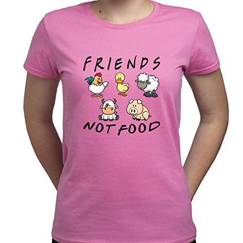 Friends Not Food Vegan Vegetarian Damen T-Shirt Rosa XL von EUGINE DREAM