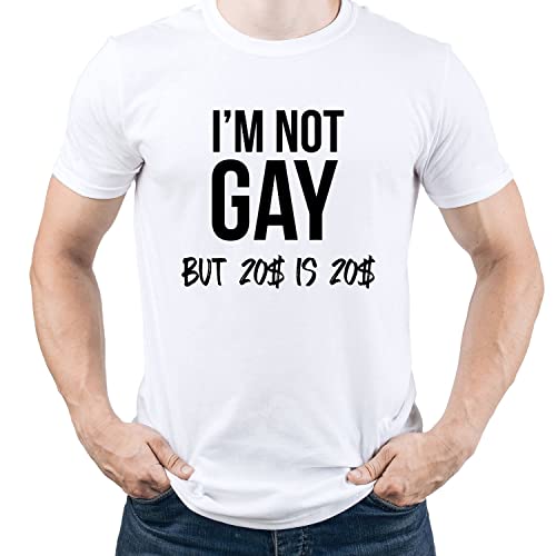 I Am Not Gay But 20 is 20 LGBT t-Shirt Herren T-Shirt Weiß M von EUGINE DREAM