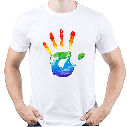 LGBT Flag Gay Pride Herren T-Shirt Weiß M von EUGINE DREAM