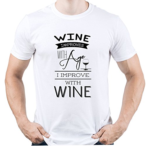 Wine Improves with Age I Improve with Wine Herren T-Shirt Weiß M von EUGINE DREAM