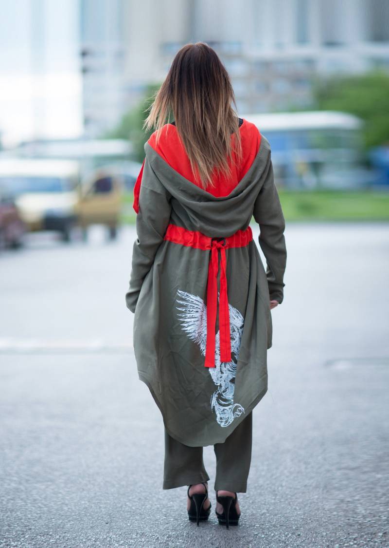 Kapuzen Cardigan, Frauen Plus Size Kleidung, Military Green Zipper Army Cardigan Angela - Ve0704Cv von EUGfashion