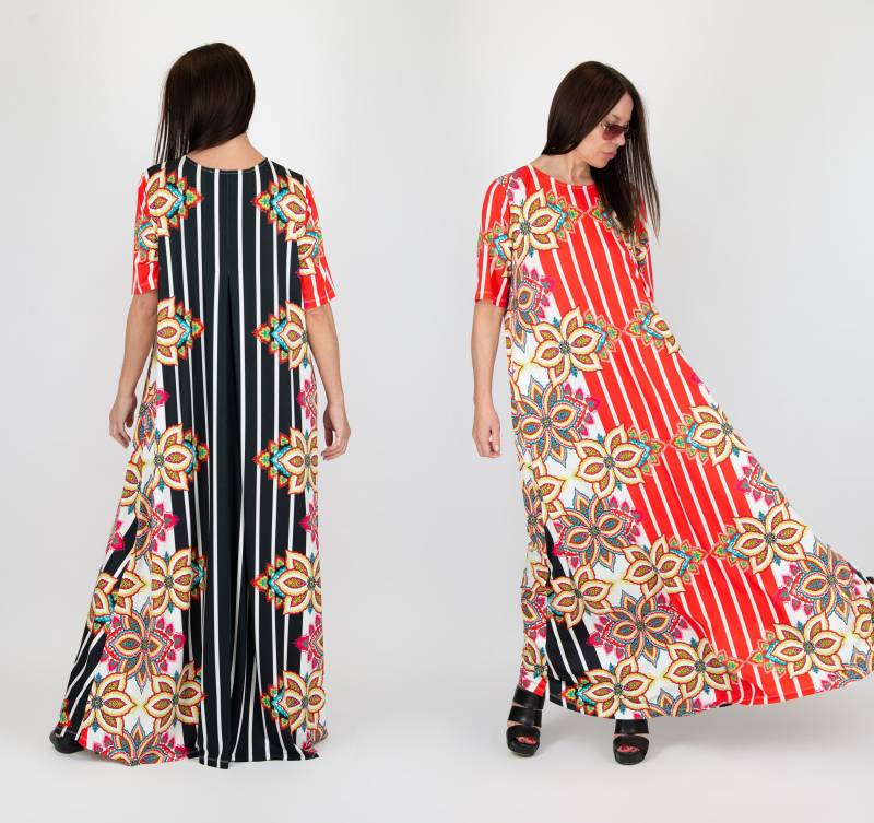 Langes Lockeres Sommerkleid - Damen Übergröße Kleid Tagwäsche Weiß Gedrucktes Dallas Für Frauen von EUGfashion