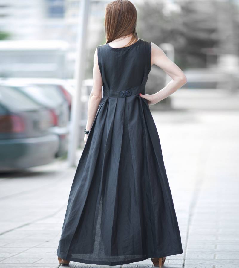 Leinen Kleid, Maxi Kleidung, Ärmelloses Kaftan, Langes Elegantes Kleid Amber - Dr0171Le Leinen Kleid, Maxi Kleidung, Ärmelloses Kaftan, Langes Elegantes Kleid Amber - Dr0171Le von EUGfashion
