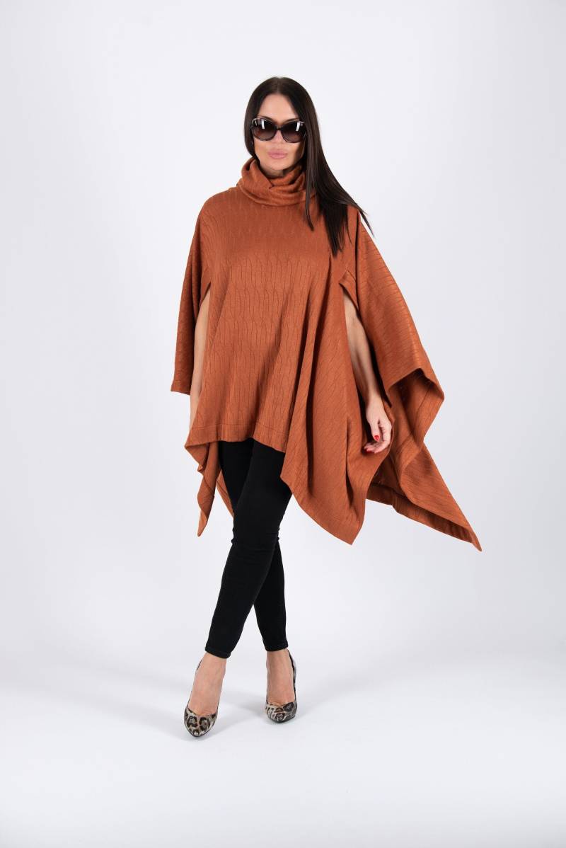 Rollkragen Herbst Winter Strickponcho, Lockerer Cape Poncho, Strickponcho Eva - Pn1016Cta Rollkragen Herbst Winter Strickponcho, Lockerer Cape Poncho, Strickponcho Eva - Pn1016Cta von EUGfashion