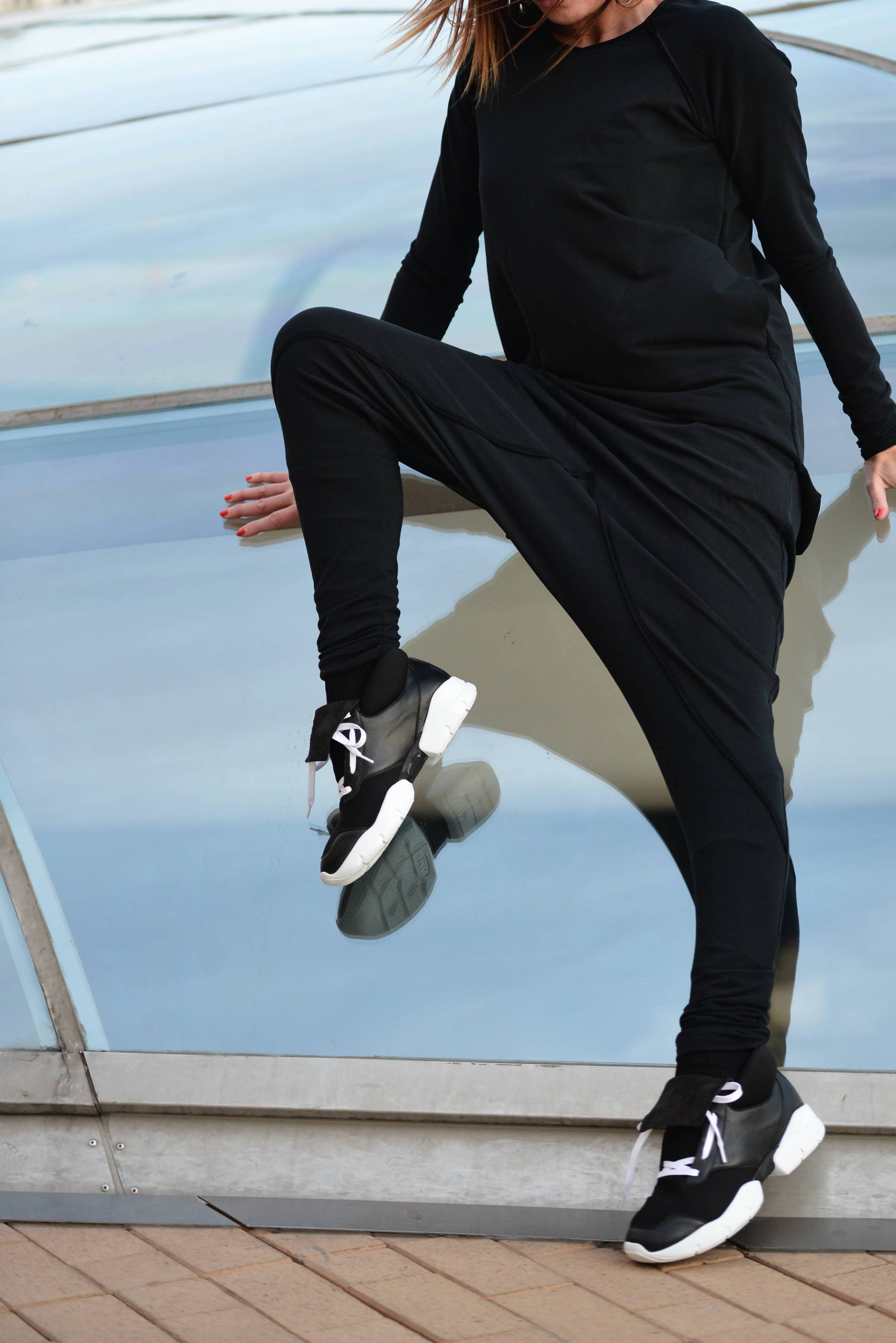 Schwarze Lederne Sneakers/Frauenschuhe/Frauen Sneakers/Damen Schuhe Größe/Sport Lederschuhe Von Eug Fashion/Sh0828Ld von EUGfashion