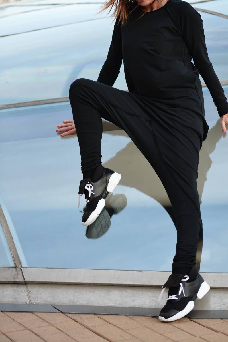 Schwarze Lederne Sneakers/Frauenschuhe/Frauen Sneakers/Damen Schuhe Größe/Sport Lederschuhe Von Eug Fashion/Sh0828Ld von EUGfashion