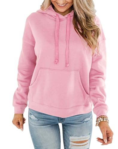 EUHOM Hoodie Damen Kapuzenpullover Pullover Herbst Winter Casual Sweatshirt Langarm Baumwolle Hoody Oberteile mit Kapuze (Rosa, M) von EUHOM