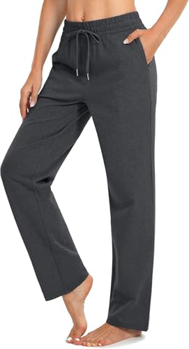 EUHOM Jogginghose Damen Sporthose Lang Baumwolle Yogahose Frauen Bequem Freizeithose Gerades Bein Trainingshose Sweatpants für Jogging Sport Yoga(Dunkelgrau, XXL) von EUHOM