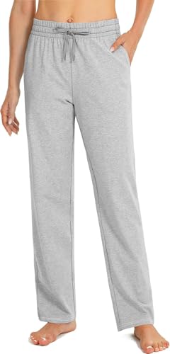 EUHOM Jogginghose Damen Sporthose Lang Baumwolle Yogahose Frauen Bequem Freizeithose Gerades Bein Trainingshose Sweatpants für Jogging Sport Yoga(Hellgrau, S) von EUHOM