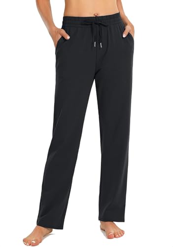 EUHOM Jogginghose Damen Sporthose Lang Baumwolle Yogahose Frauen Bequem Freizeithose Gerades Bein Trainingshose Sweatpants für Jogging Sport Yoga(Schwarz, M) von EUHOM