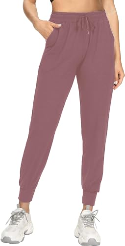 EUHOM Jogginghose Damen Sporthose Lang Yogahose High Waist Trainingshose Freizeithose Leichte Sweathose Damenhose mit Gummizug für Sport Yoga Fitness(Mauve, L) von EUHOM