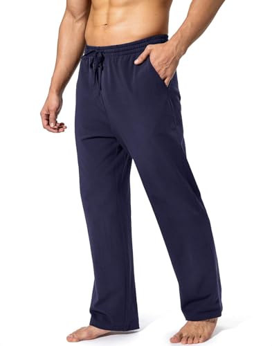 EUHOM Jogginghose Herren Baumwolle Trainingshose Lang Sweathose Atmungsaktiv Freizeithose Sporthose Yogahose Leichte Fitness Hose mit Taschen (Navy Blau, L) von EUHOM