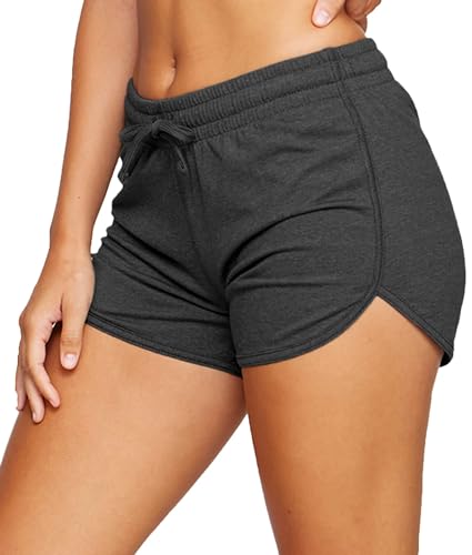 EUHOM Shorts Damen Sommer Kurze Hose Sporthose Jogginghose Baumwolle Gym Sport Shorts Sommerhose Leichte Sweatshorts für Yoga Running Fitness (Dunkelgrau, M) von EUHOM