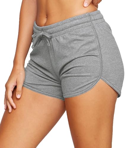 EUHOM Shorts Damen Sommer Kurze Hose Sporthose Jogginghose Baumwolle Gym Sport Shorts Sommerhose Leichte Sweatshorts für Yoga Running Fitness (Hellgrau, L) von EUHOM