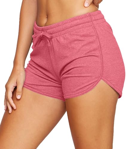 EUHOM Shorts Damen Sommer Kurze Hose Sporthose Jogginghose Baumwolle Gym Sport Shorts Sommerhose Leichte Sweatshorts für Yoga Running Fitness (Rosa, M) von EUHOM
