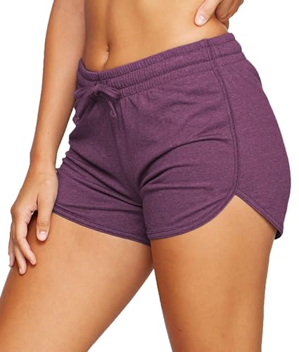 EUHOM Shorts Damen Sommer Kurze Hose Sporthose Jogginghose Baumwolle Gym Sport Shorts Sommerhose Leichte Sweatshorts für Yoga Running Fitness (Violett, M) von EUHOM