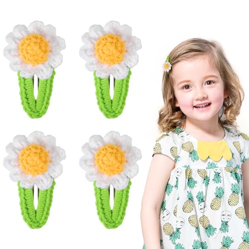 4 Stück Haarspangen Mädchen Handgemacht Gänseblume Haarspange Süße Haarnadeln, Mini Haarspangen Barretten Haarzubehör für Baby Kleinkind Kinder von EUIOOVM