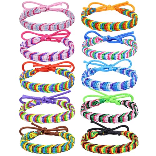 EUIOOVM 10pcs Regenbogen Armband Set Freundschaftsarmbänder Kinder Verstellbar Geflochtenes Armband Pride Armbander Surferarmband Damen Herren von EUIOOVM